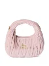 Miu Miu Mini Wander Logo-lettering Tote Bag In Pink