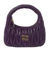 Miu Miu Mini Wander Quilted Leather Hobo Bag In Black
