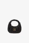 Miu Miu Wander Mini Hobo Bag In Quilted Nappa In Black