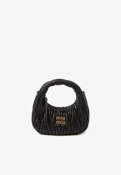 MIU MIU MINI WANDER MATELASSÉ LEATHER HOBO BAG