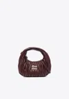 Miu Miu Mini Wander Matelassé Leather Hobo Bag In Burgundy