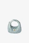 Miu Miu Mini Wander Matelassé Leather Top Handle Bag In Blue