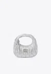 Miu Miu Mini Wander Matelassé Leather Top Handle Bag In Silver