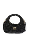 Miu Miu Mini Wander Matelassé Shoulder Bag In Black