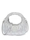 Miu Miu Wander Matelassé Leather Hobo Bag In Grey