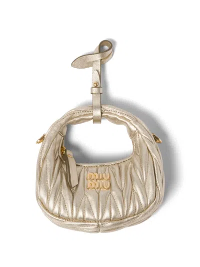 Miu Miu Mini Wander Matelassé Shoulder Bag In Neutrals