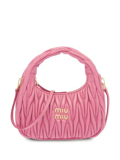 Miu Miu Mini Wander Matelassé Shoulder Bag In Pink