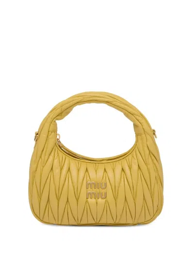 Miu Miu Mini Wander Matelassé Shoulder Bag In Yellow