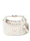Miu Miu Mini Wander Matelassé Tote Bag In White