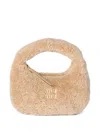 Miu Miu Mini Wander Shearling Tote Bag In Neutral