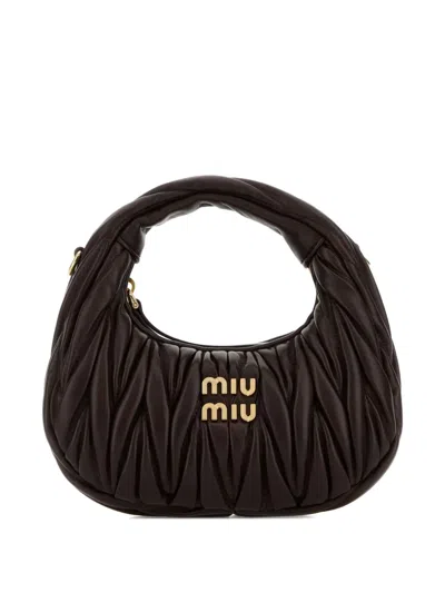 Miu Miu Mini Wander Tote Bag Aus Nappaleder In Brown