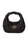 Miu Miu Wander Mini Hobo Bag In Quilted Nappa In Black