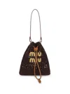 Miu Miu Mini Woven Fabric Bag In Brown