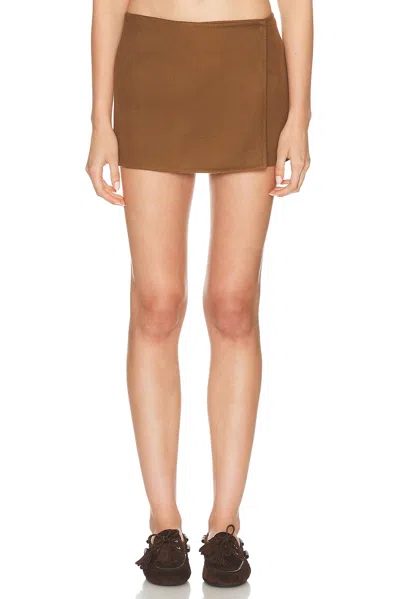 Miu Miu Mini Wrap Skirt In Brown