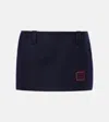 Miu Miu Navy Blue Velour Miniskirt In Blau