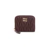 Miu Miu Quilted Burgundy Lamb Leather Wallet In Brown