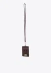 Miu Miu Minuteria Logo Lettering Cardholder With Strap In Brown