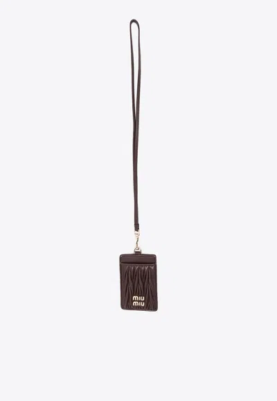 MIU MIU MINUTERIA LOGO LETTERING CARDHOLDER WITH STRAP