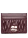 Miu Miu Bordeaux Lamb Leather Cardholder In Burgundy