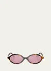 Miu Miu Mirrored Acetate Oval Sunglasses In Blond Hav