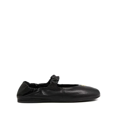 Miu Miu Logo Ballerina In Black