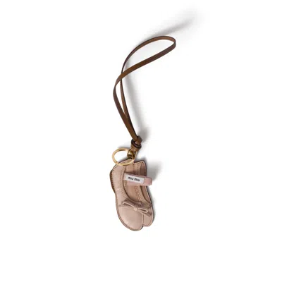 Miu Miu Miu Ballet Leather Keychain Trick In Black
