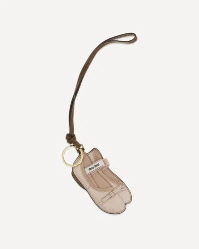 Miu Miu Miu Ballet Leather Keyring In Pink