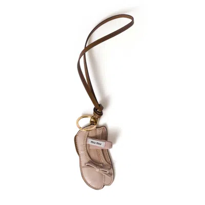 Miu Miu Miu Ballet Trick Keychain In Brown