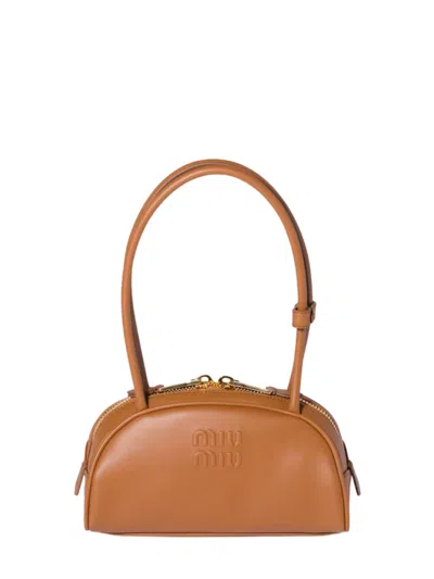 Miu Miu Miu Beau Mini Handbag In Calf Leather With Gold-tone Hardware In Blue
