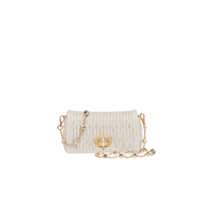 Miu Miu Miu Crystal Nappa Leather And Crystal Mini-bag In White