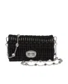 Miu Miu Miu Crystal Nappa Leather Mini Bag In Black
