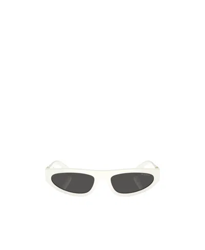 Miu Miu Cat-eye Mask Acetate Sunglasses In White