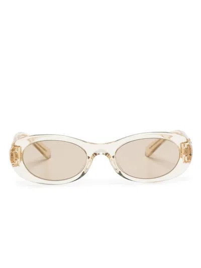 Miu Miu Miu Glimpse Oval-frame Sunglasses In 黄色