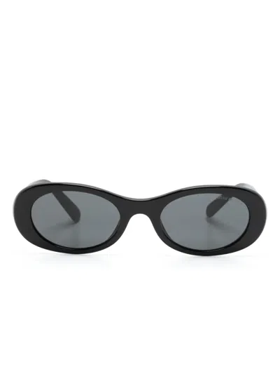 Miu Miu Miu Glimpse Oval-frame Sunglasses In Black