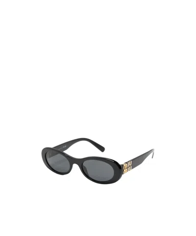 Miu Miu Miu Glimpse Oval-frame Sunglasses In Black
