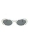 Miu Miu White Miu Glimpse Oval Frame Sunglasses In Weiss
