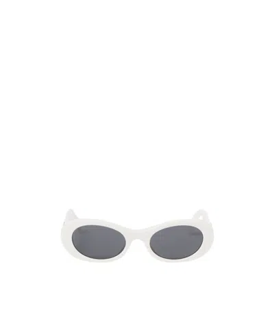 Miu Miu Miu Glimpse Oval-frame Sunglasses In White
