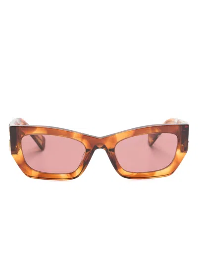 Miu Miu Miu Glimpse Rectangle-frame Sunglasses In 褐色