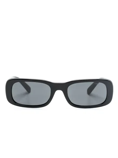 Miu Miu Miu Glimpse Rectangle-frame Sunglasses In Black
