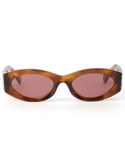 Miu Miu Round Acetate Sunglasses In Brown