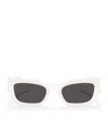 Miu Miu Womens White Mu 09ws Rectangle-frame Acetate Sunglasses In White
