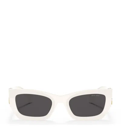 Miu Miu Womens White Mu 09ws Rectangle-frame Acetate Sunglasses