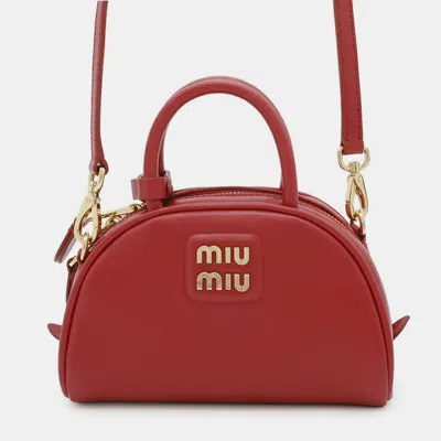 Pre-owned Miu Miu Miu Handbag Mini Boston Leather In Red