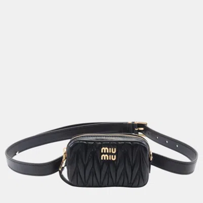 Pre-owned Miu Miu Miu Matelasse Waist Bag Body Leather Black