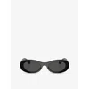 Miu Miu Miu Mens Black Mu 06zs Oval-frame Acetate Sunglasses In Black