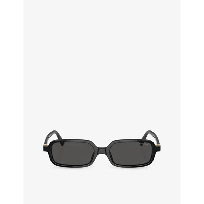 Miu Miu Miu Mens Black Mu 11zs Rectangle-frame Acetate Sunglasses
