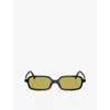 Miu Miu Logo-lettering Rectangle-frame Sunglasses In Black