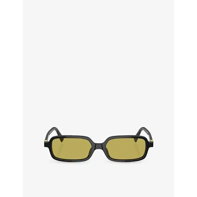 MIU MIU WOMENS BLACK MU 11ZS RECTANGLE-FRAME ACETATE SUNGLASSES