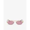 Miu Miu Miu Mens Gold Mu 54zs Oval-frame Metal Sunglasses In Gold