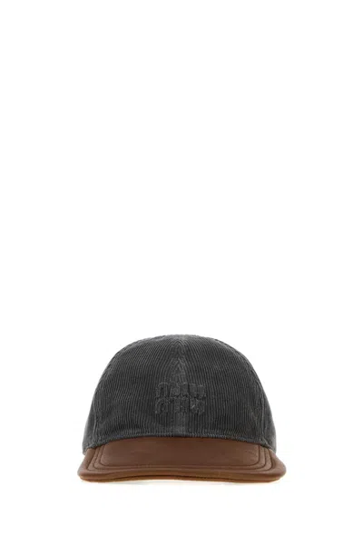 Miu Miu Miu Mini Corduroy Baseball Cap With Lambskin-style Lining In White